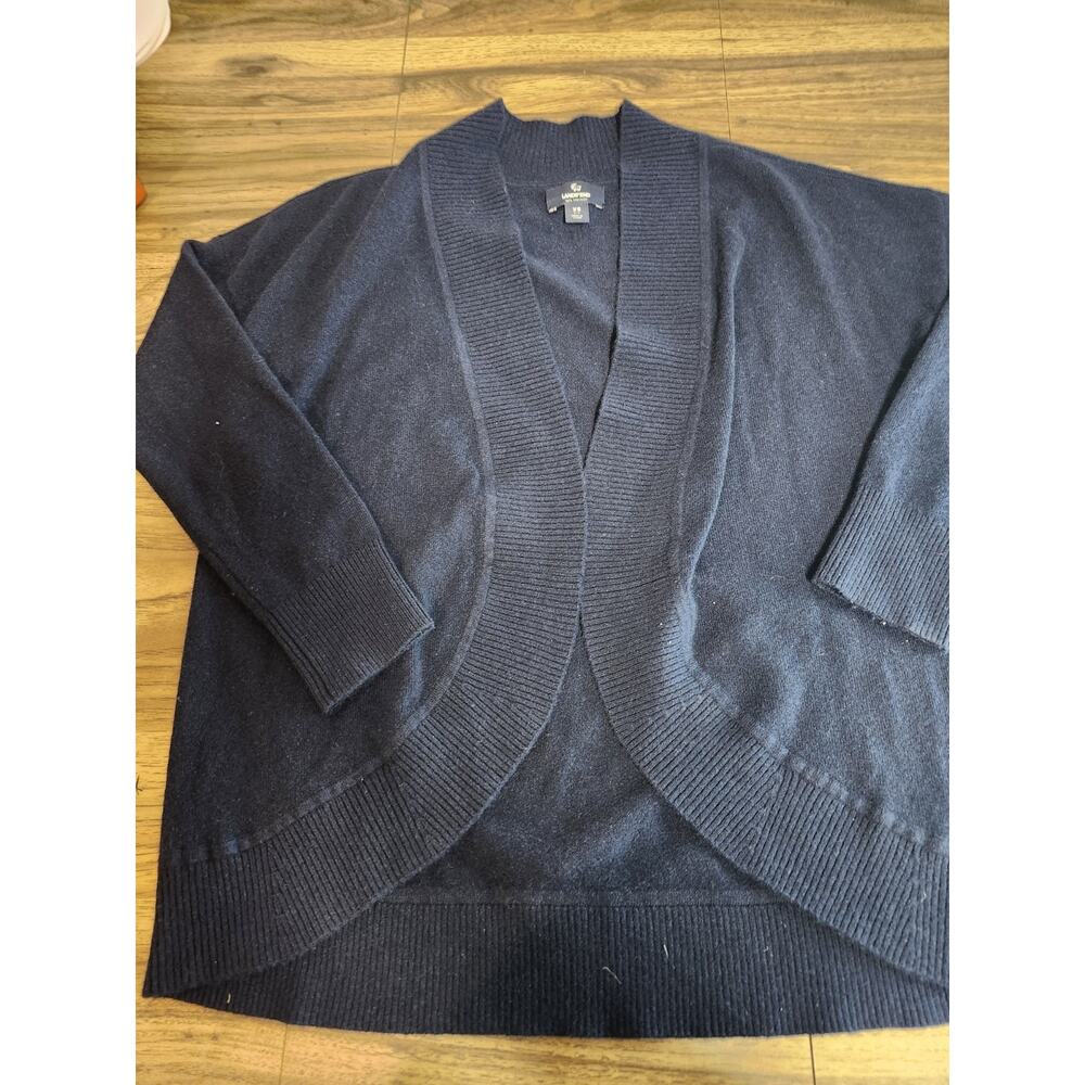 Lands End 100% Cashmere Navy Sweater Cardigan Size Xs Extra Small